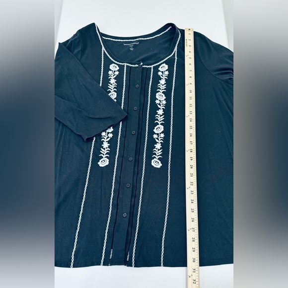 Woman Within Tunic Black with White 3/4 Length Sleeves size 1X (22/24) - Picture 6 of 8